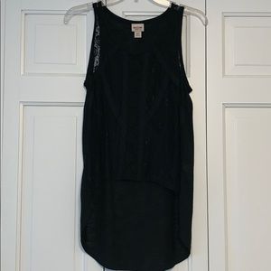 High-low Black Lace Tank Top